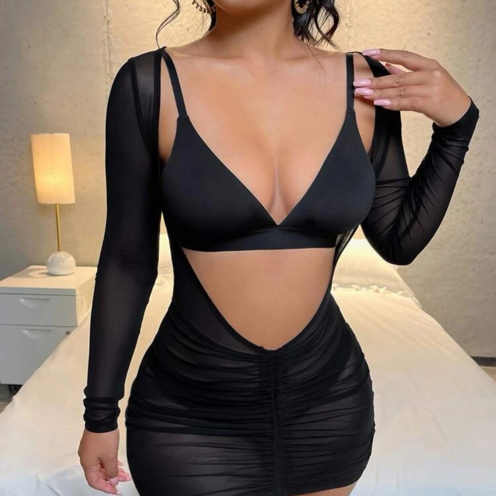 Sheer mesh dress without set